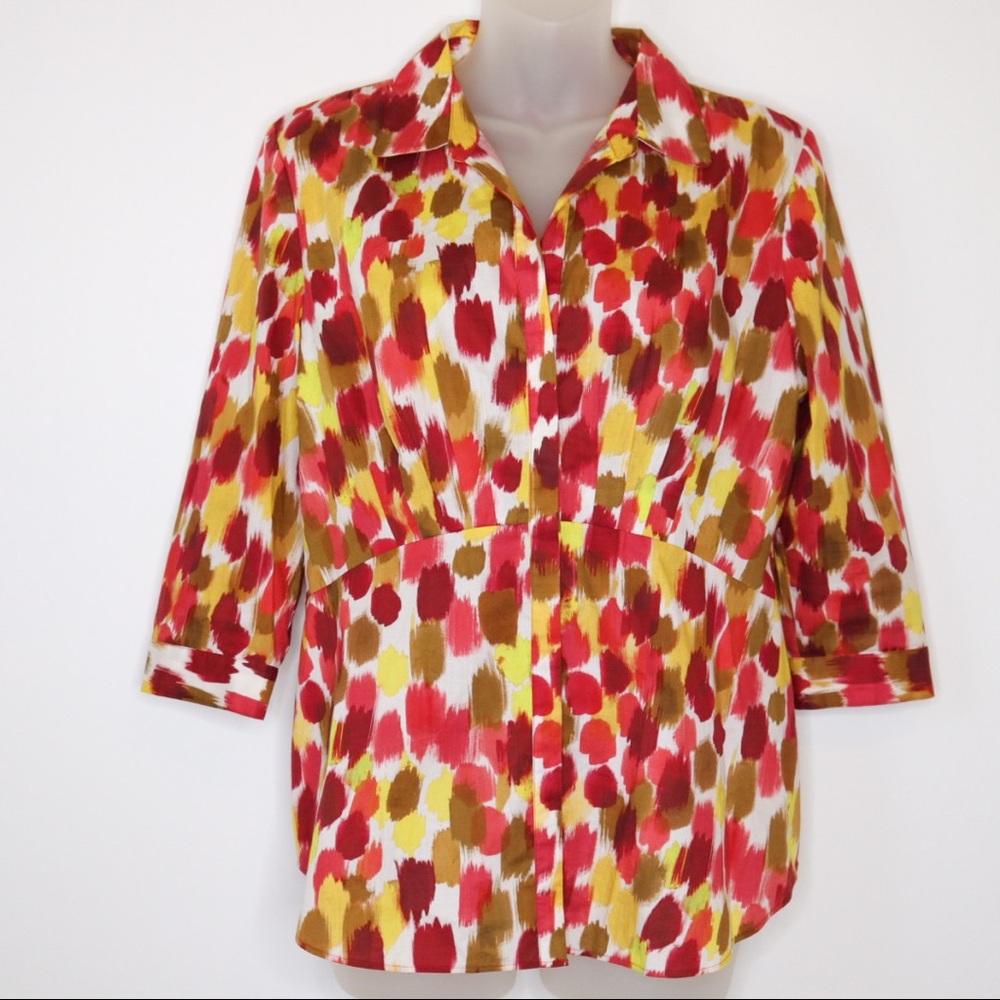 Lafayette 148 Blouse Sabrina Malay Print Top Sz 6